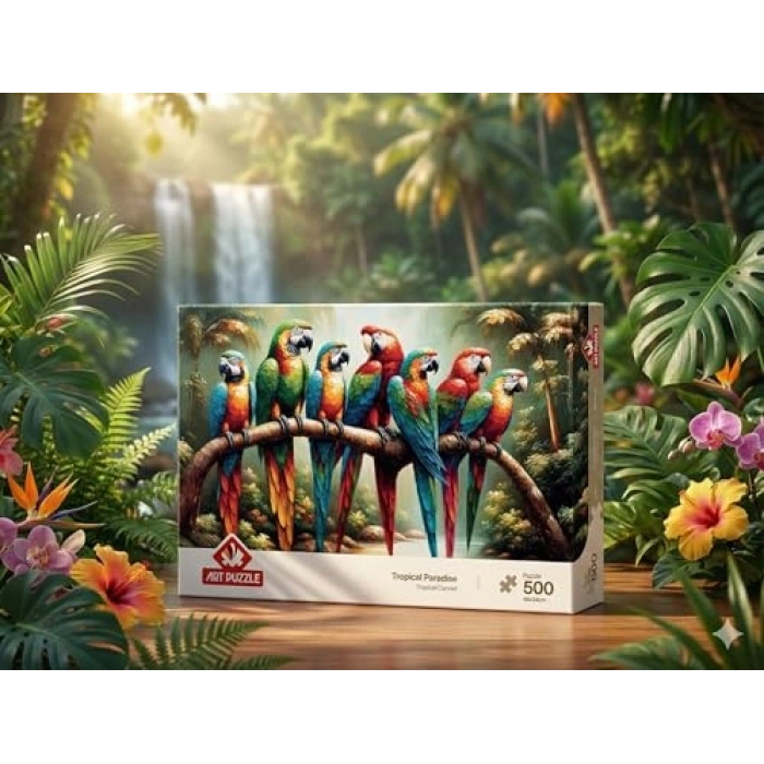 Tropikal Cennet Temalı 500 Parça Puzzle, Eğlenceli Aktivite