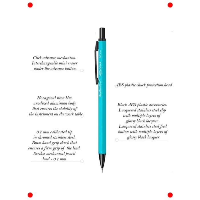 Turkuaz Hexagonal Mekanik Kurşun Kalem 0.7mm