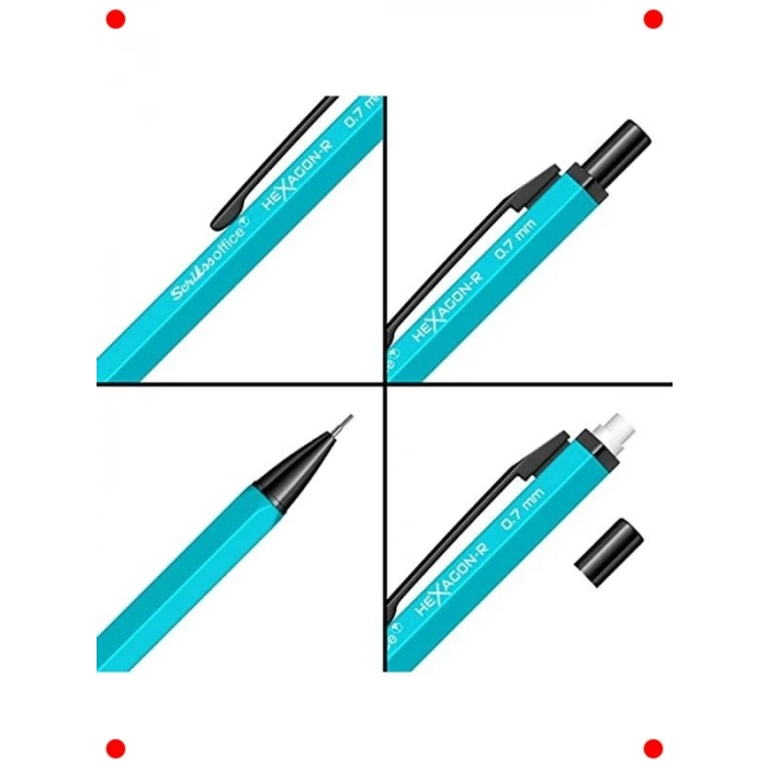 Turkuaz Hexagonal Mekanik Kurşun Kalem 0.7mm