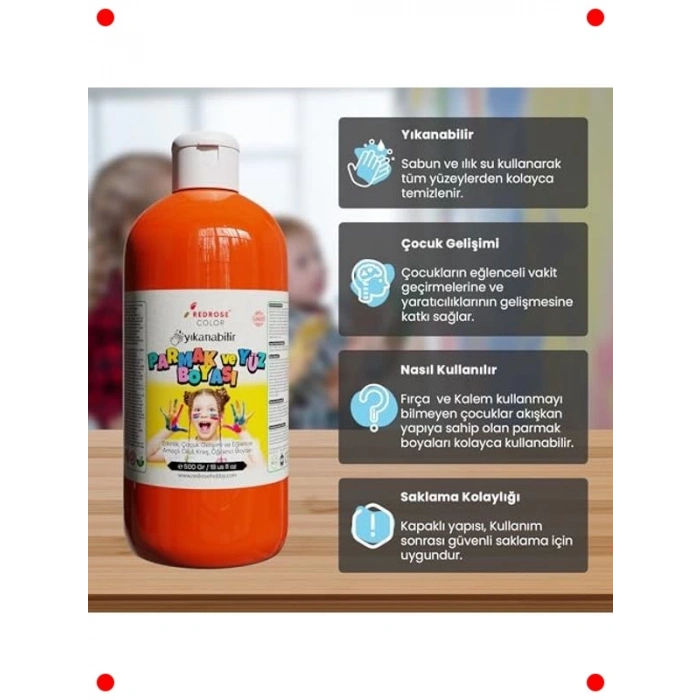 Turuncu Çocuk Parmak Boyası - 500 gr
