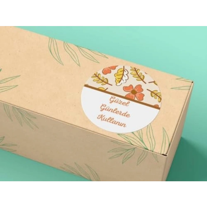 Turuncu Sonbahar Çiçeği Temalı Mat Etiket, 100 Adet