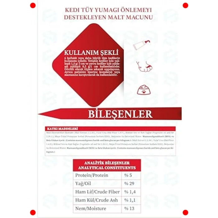 Tüy Yumağı Önleyen Malt Kedi Macunu 100 gr