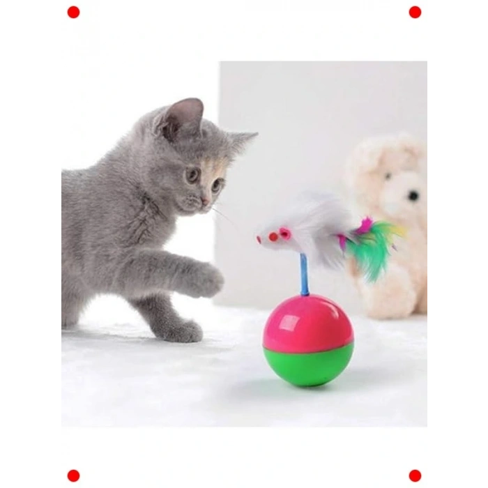 Tüylü Fareli Kedi Oyun Topu, Eğitici Hacı Yatmaz Oyuncak