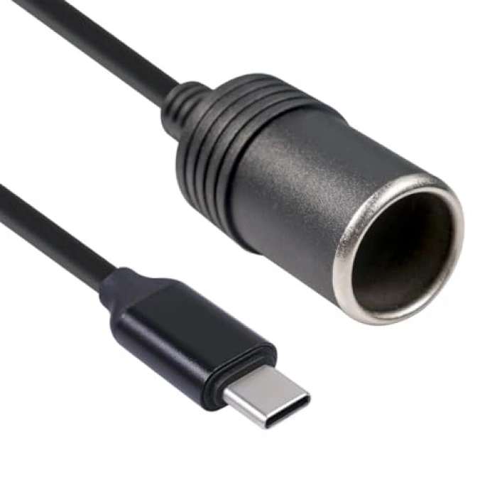 Type-C ile 5 Voltdan 12 Volta Dönüştürücü Çakmak Fişi
