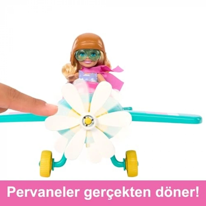 Uçak Oyun Seti ile Barbie Bebek, 7 Aksesuar Dahil