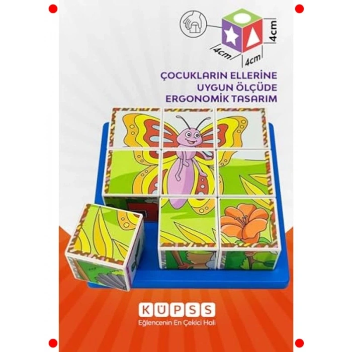 Uçan Hayvanlar 3D Küp Yapboz - 9 Küp, 6 Farklı Desen