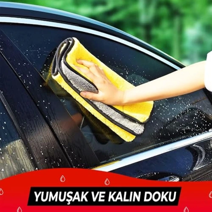 Ultra Kalın Krofiber Araç Yıkama Havlusu, 70x50 cm, Çift Katlı
