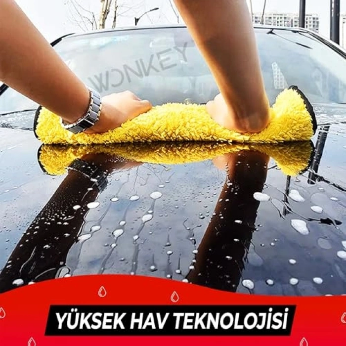 Ultra Kalın Krofiber Araç Yıkama Havlusu, 70x50 cm, Çift Katlı