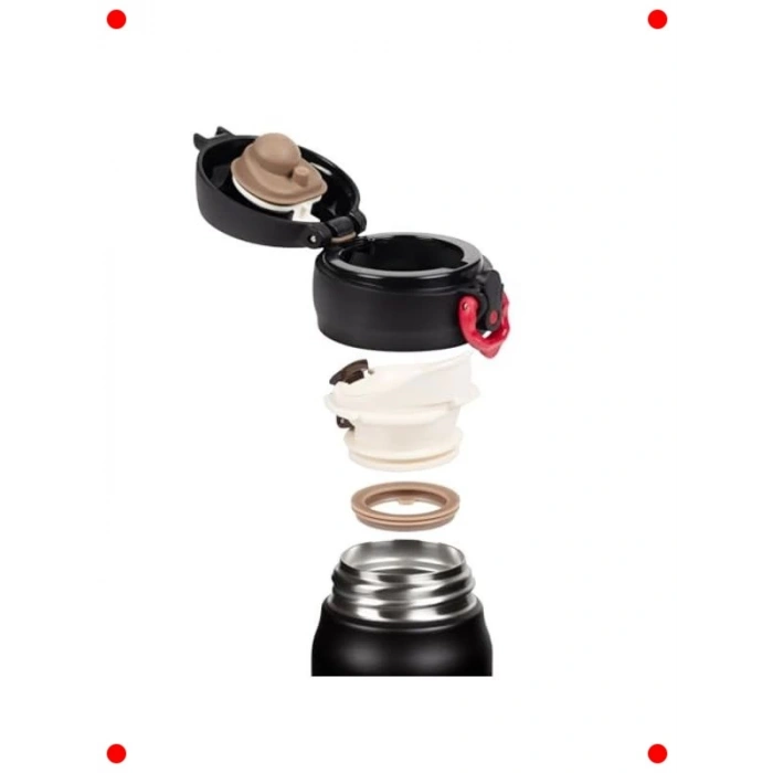 Ultralight 0.60 Lt Termos Kupa | Siyah-Kırmızı