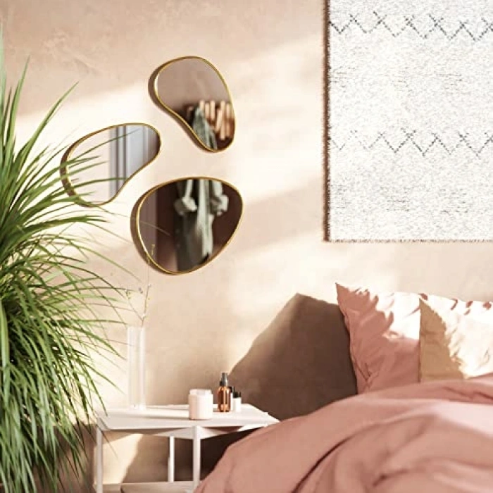 Umbra Hubba Pebble Duvar Montaj Aynaları, 3lü Set, Pirinç
