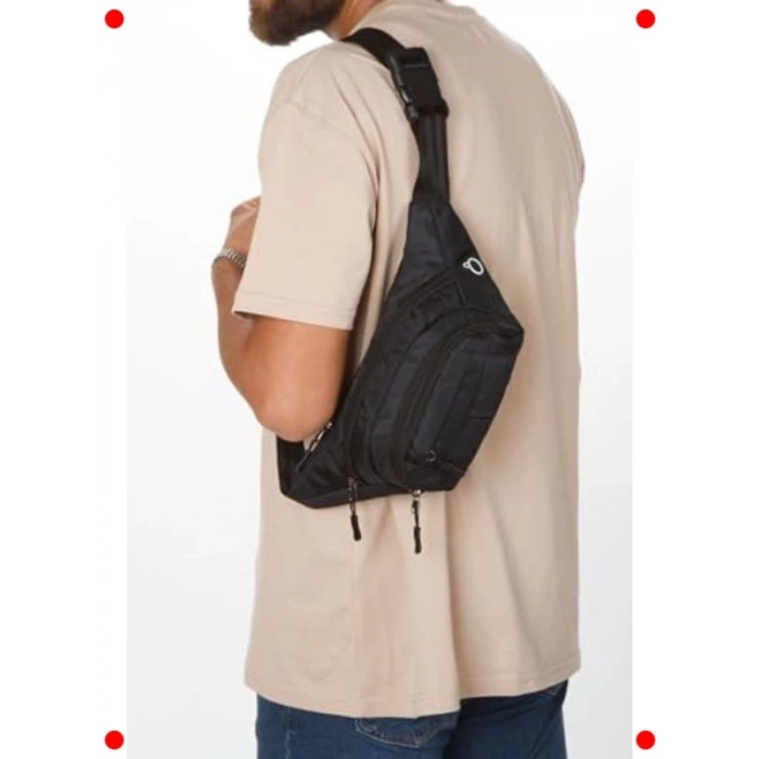 Unisex Suya Dayanıklı Bel ve Omuz Çantası - Siyah