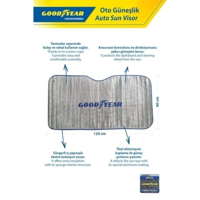 Universal 120x60 cm Güneşlik, Uzunluk ve Kalınlık