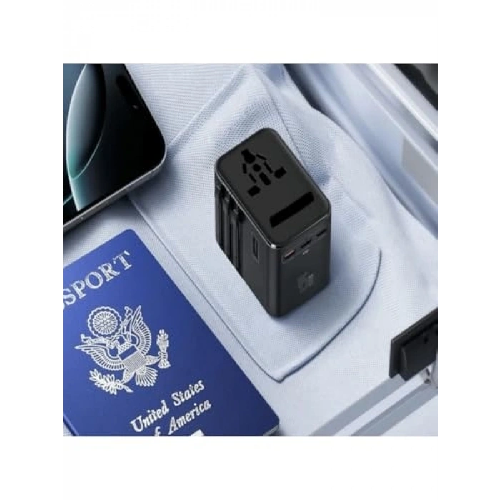Universal Seyahat Adaptörü, 25W Hızlı Şarj, 3 Çıkışlı