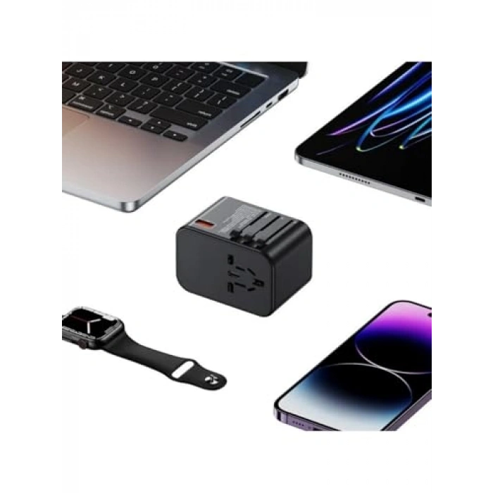 Universal Seyahat Adaptörü, 25W Hızlı Şarj, 3 Çıkışlı
