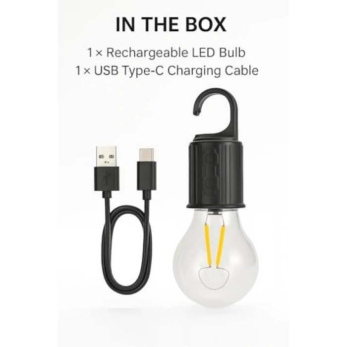 USB ile Şarj Edilebilir LED Ampul - 3 Kademeli Işık Seçeneği