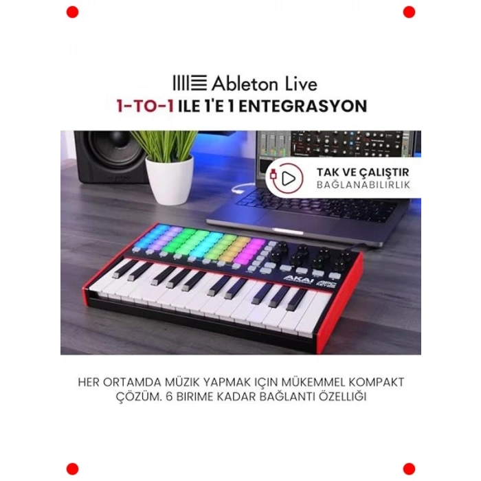 USB MIDI Klavye Kontrolcü - 37 Tuş, RGB Pedler