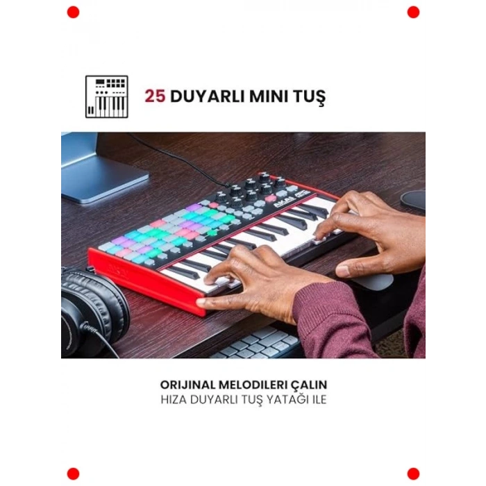 USB MIDI Klavye Kontrolcü - 37 Tuş, RGB Pedler