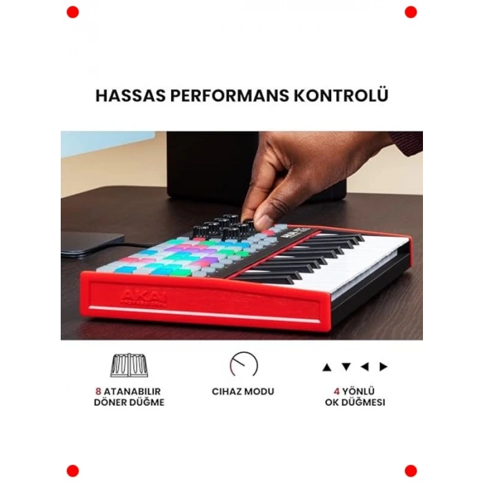 USB MIDI Klavye Kontrolcü - 37 Tuş, RGB Pedler