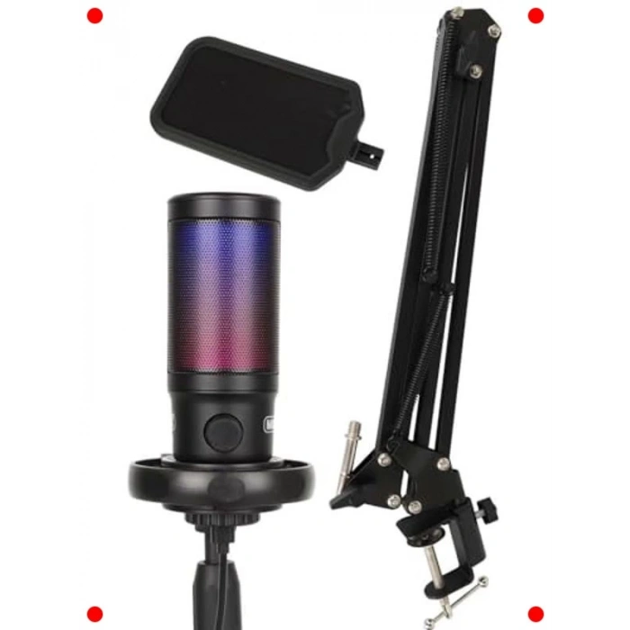 USB RGB Oyuncu ve Yayıncı Kondenser Mikrofon Seti