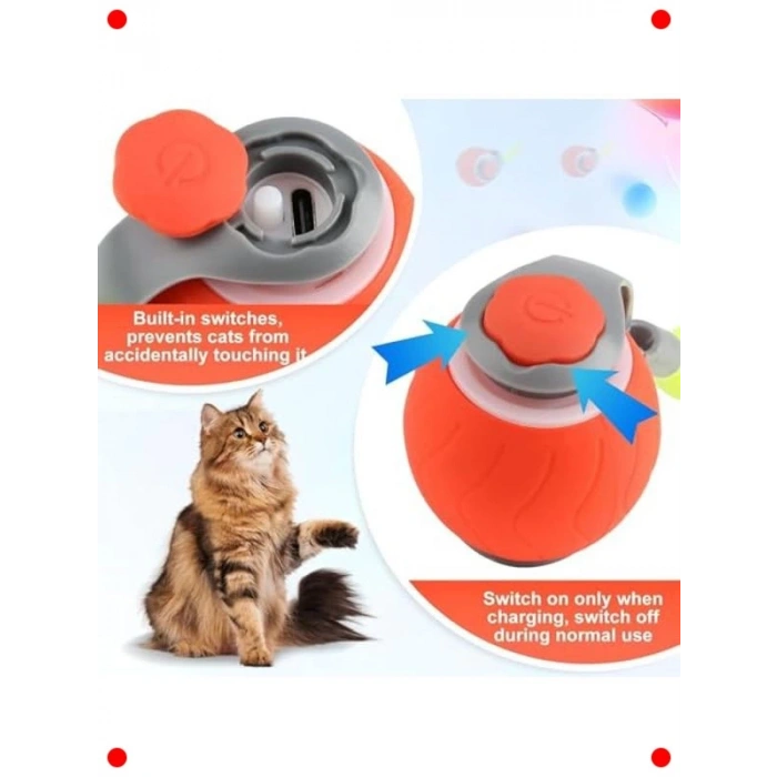 USB Şarjlı Akıllı Dönen Oyun Topu, Kedi ve Köpekler İçin
