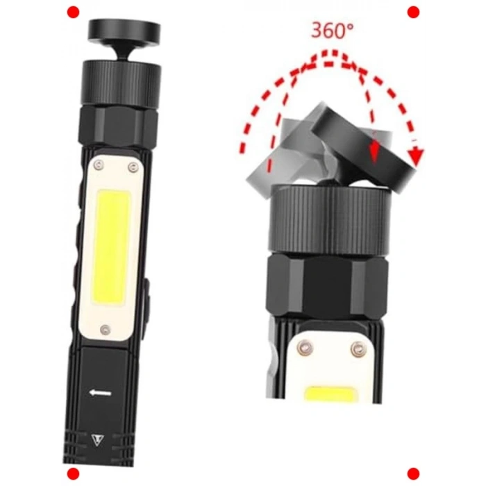 USB Şarjlı Çok Fonksiyonlu LED El Feneri