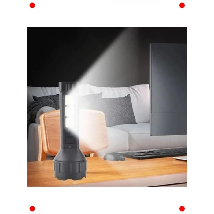 USB Şarjlı Güçlü El Feneri COB Işıklı - Taşınabilir