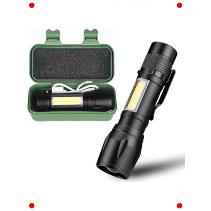 USB Şarjlı Mini LED El Feneri (3 Modlu)