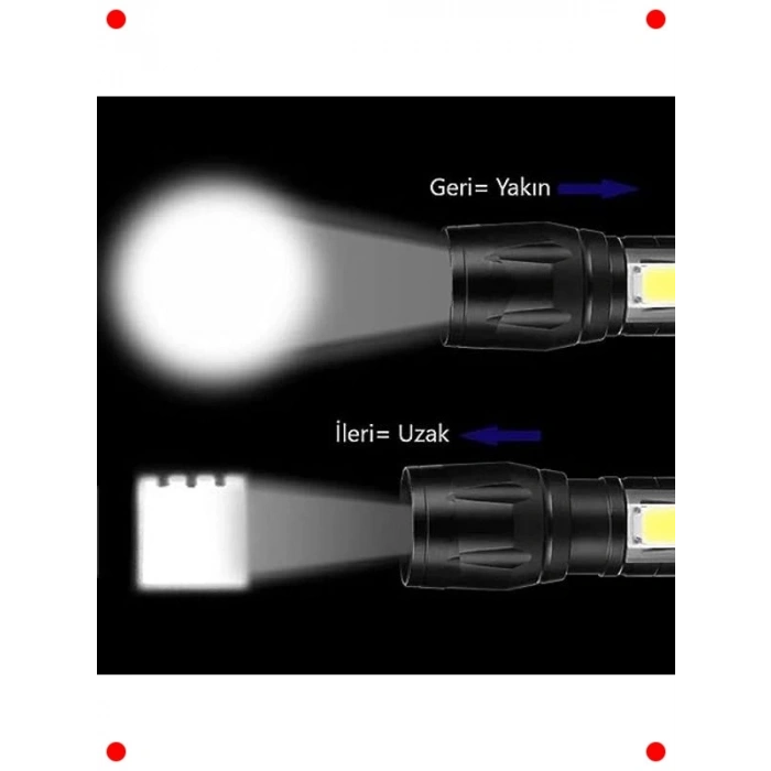 USB Şarjlı Mini LED El Feneri (3 Modlu)