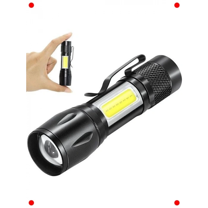 USB Şarjlı Mini LED El Feneri (3 Modlu)