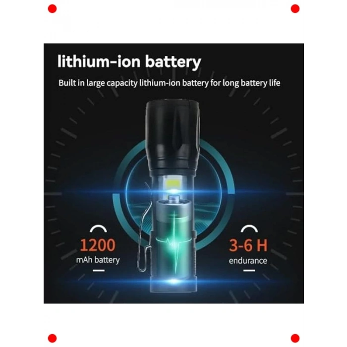 USB Şarjlı Mini LED El Feneri (3 Modlu)