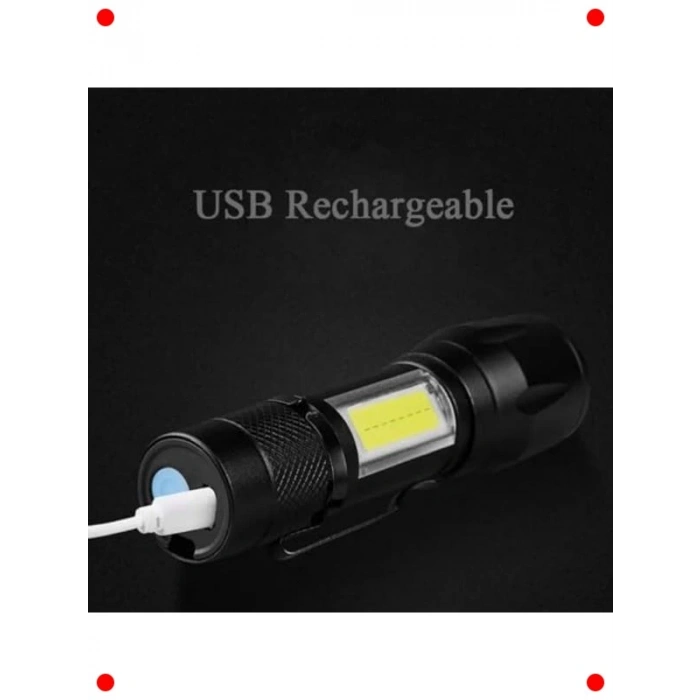USB Şarjlı Ultra Güçlü LED Zoom El Feneri