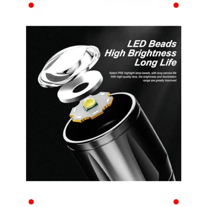 USB Şarjlı Ultra Güçlü LED Zoom El Feneri