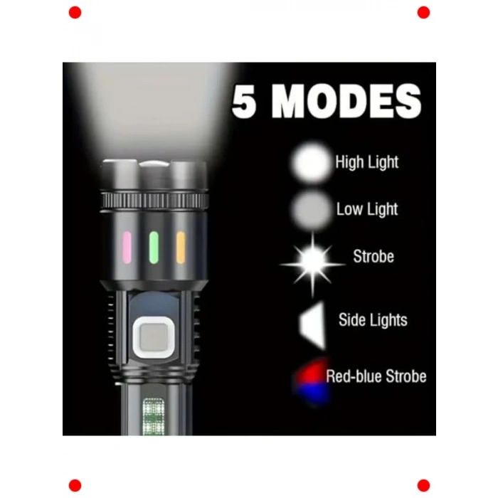 USB Şarjlı Ultra Parlak Zoomlu LED El Feneri