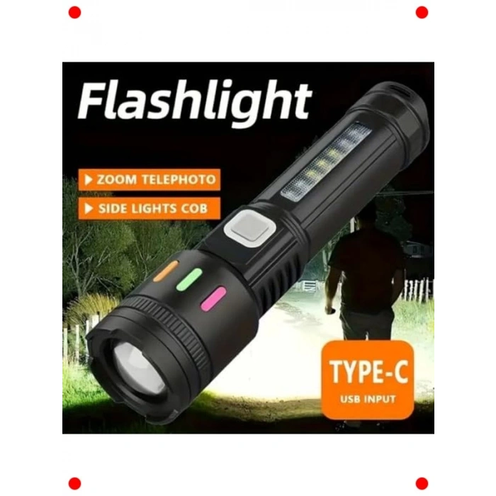 USB Şarjlı Ultra Parlak Zoomlu LED El Feneri