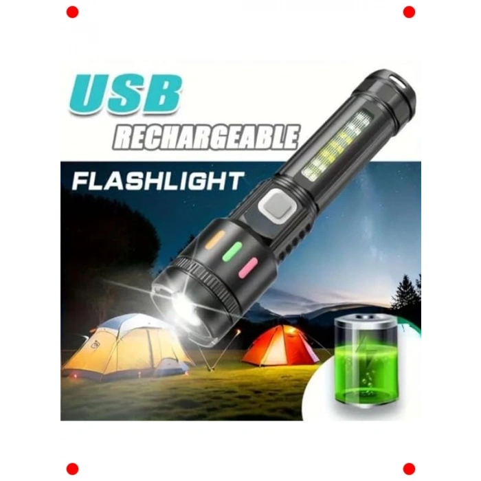 USB Şarjlı Ultra Parlak Zoomlu LED El Feneri