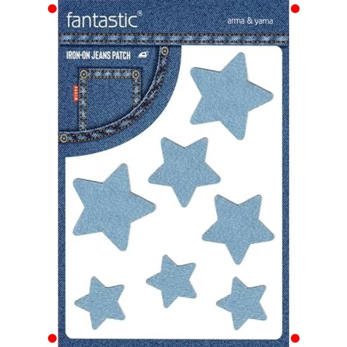 Ütülü Yıldız Kot Yaması - Buz Mavi Onarım & Dekor