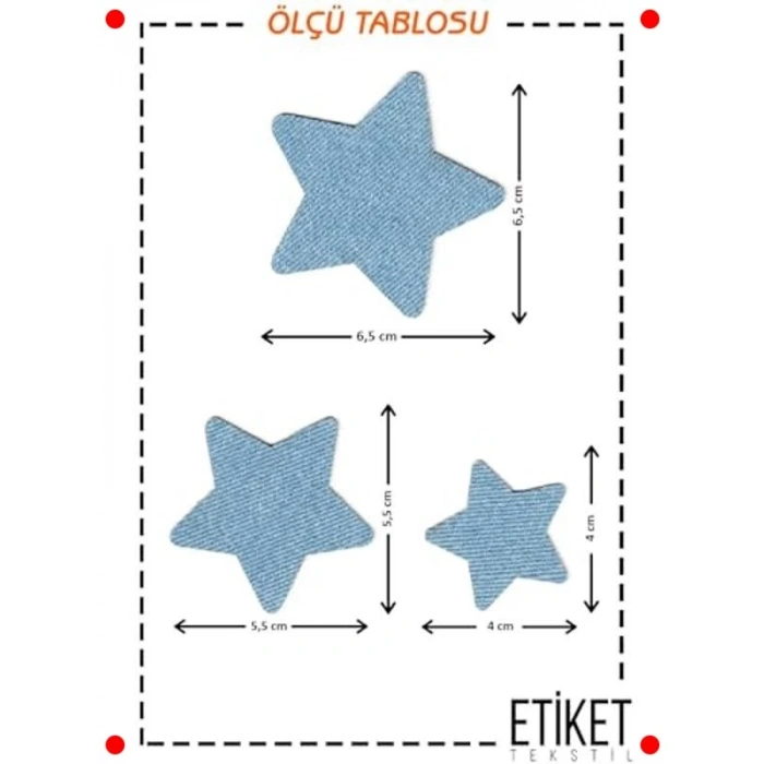 Ütülü Yıldız Kot Yaması - Buz Mavi Onarım & Dekor