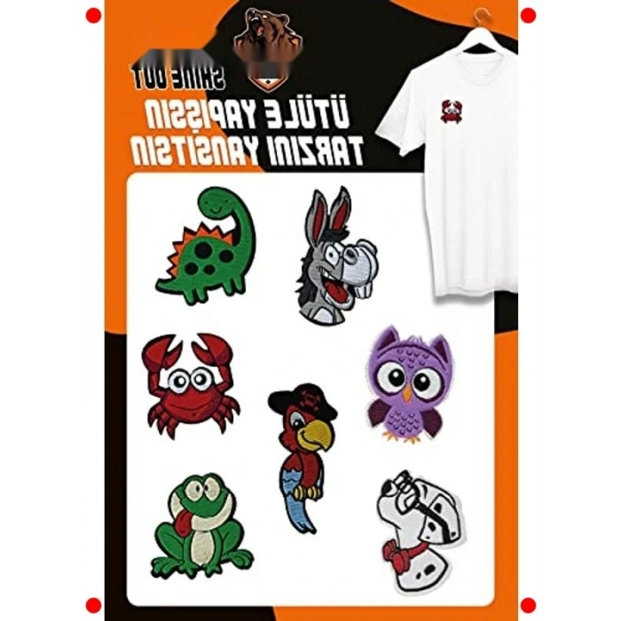 Ütüyle Yapışan Renkli Hayvan Desenli Yama Seti