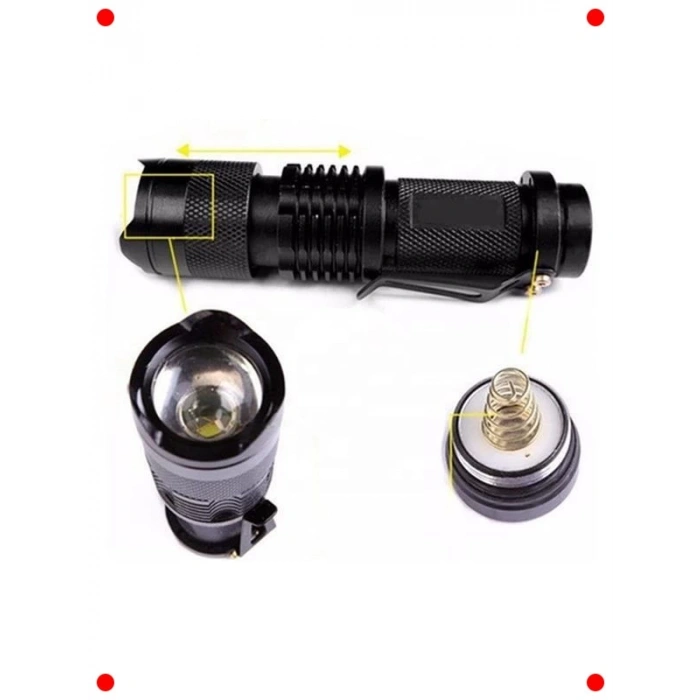 UV Mor Işık El Feneri - 600 Lümen - Zoomlu