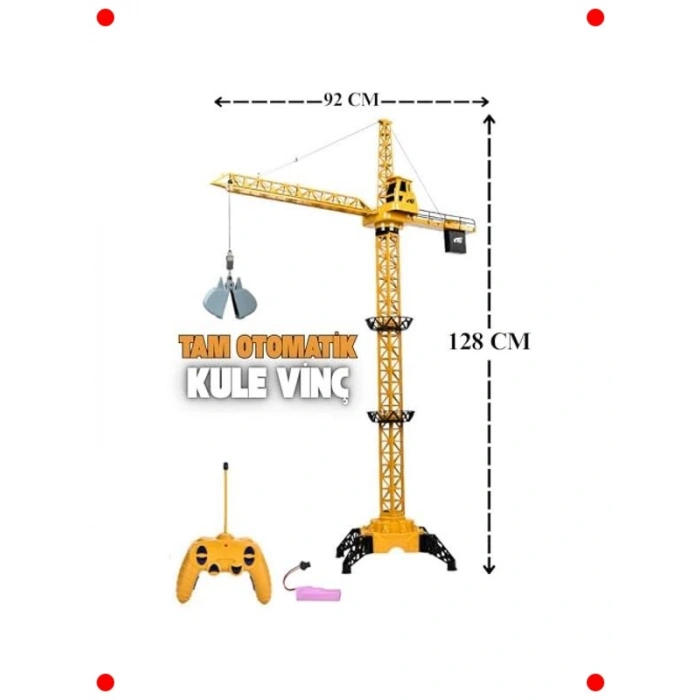 Uzaktan Kumandalı Dev Kule Vinç - Şarjlı ve Otomatik
