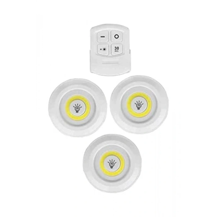 Uzaktan Kumandalı Kablosuz Pilli 3lü Spot Led Lamba