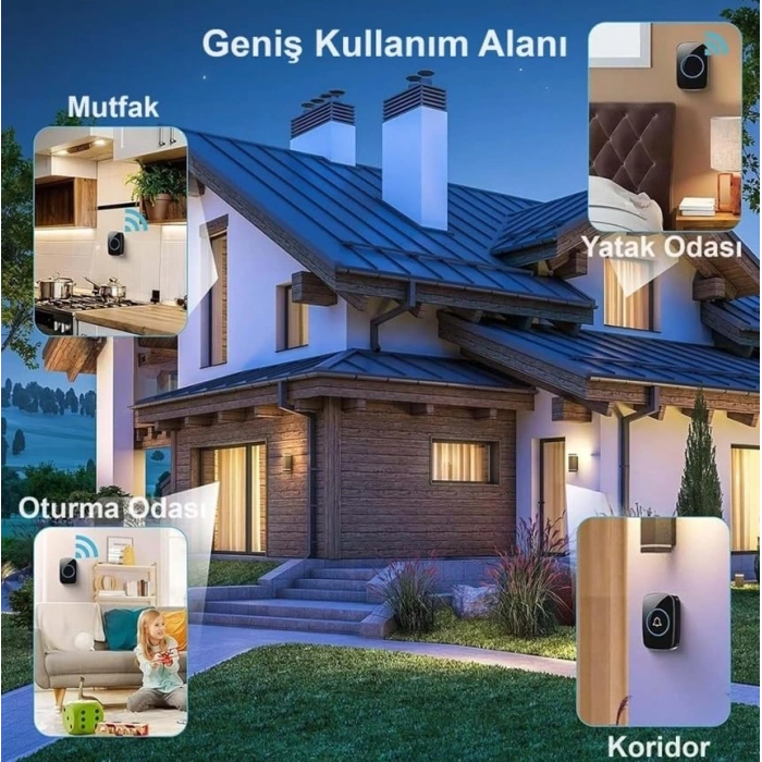 Uzaktan kumandalı LED kapı zili, 300 metre mesafe