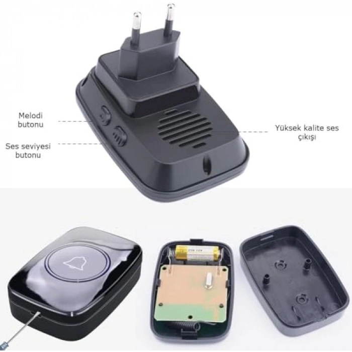 Uzaktan kumandalı LED kapı zili, 300 metre mesafe