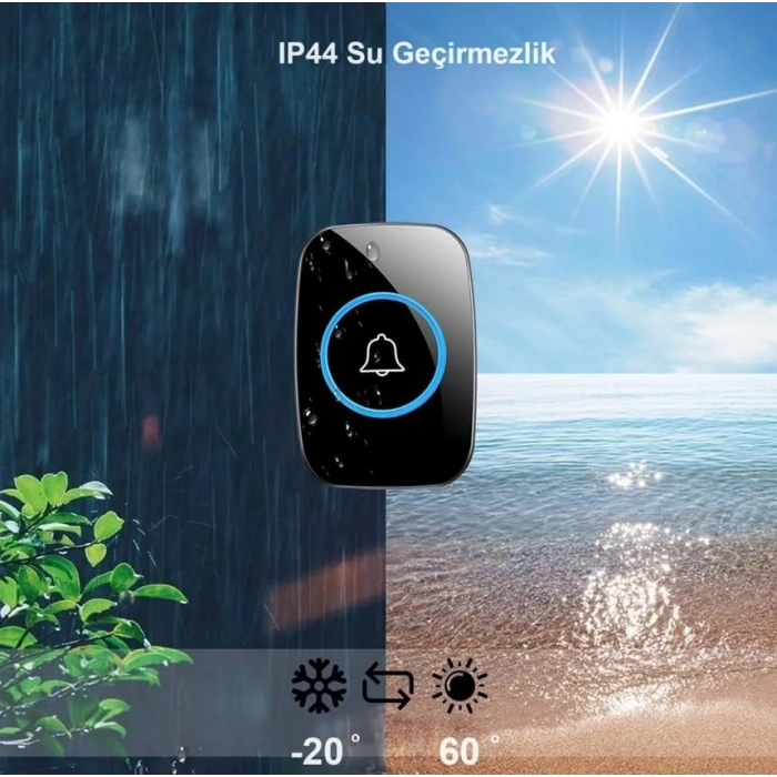 Uzaktan kumandalı LED kapı zili, 300 metre mesafe