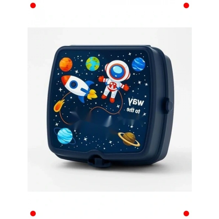 Uzay Desenli 4 Bölmeli Beslenme Kutusu, Çl Kaşık Dahil