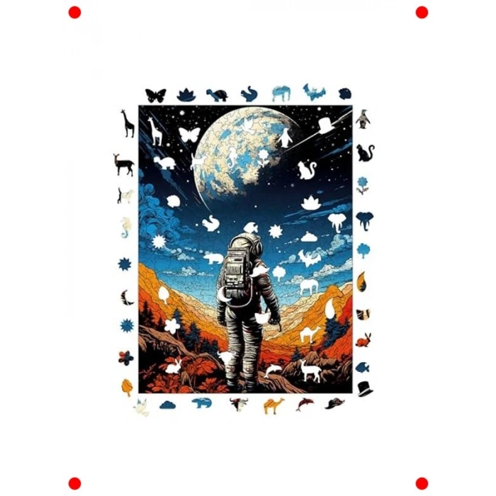 Uzay Yolcusu Ahşap Puzzle - 450 Parça Benzersiz Yapboz