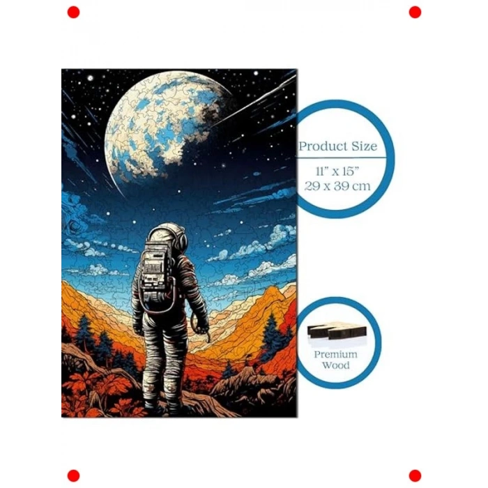 Uzay Yolcusu Ahşap Puzzle - 450 Parça Benzersiz Yapboz