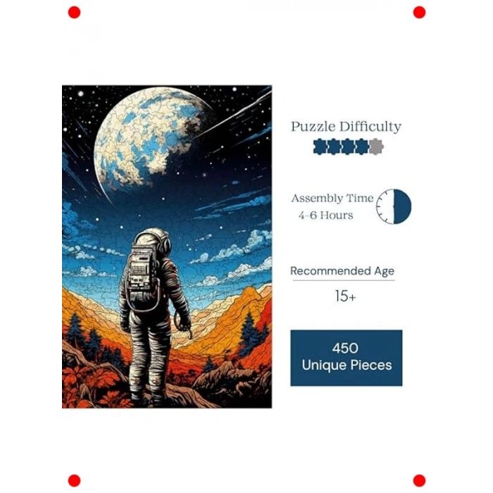 Uzay Yolcusu Ahşap Puzzle - 450 Parça Benzersiz Yapboz