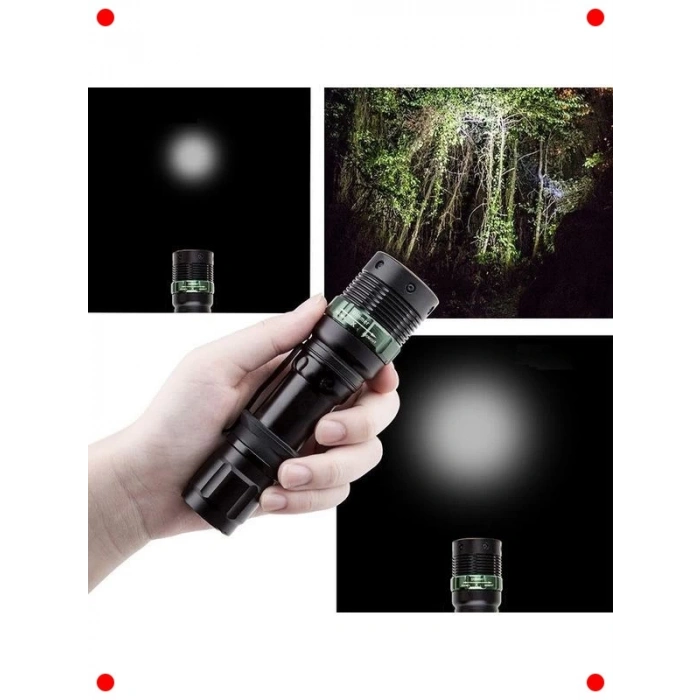 Uzun Menzilli LED Zoom El Feneri - AAA Uyumlu