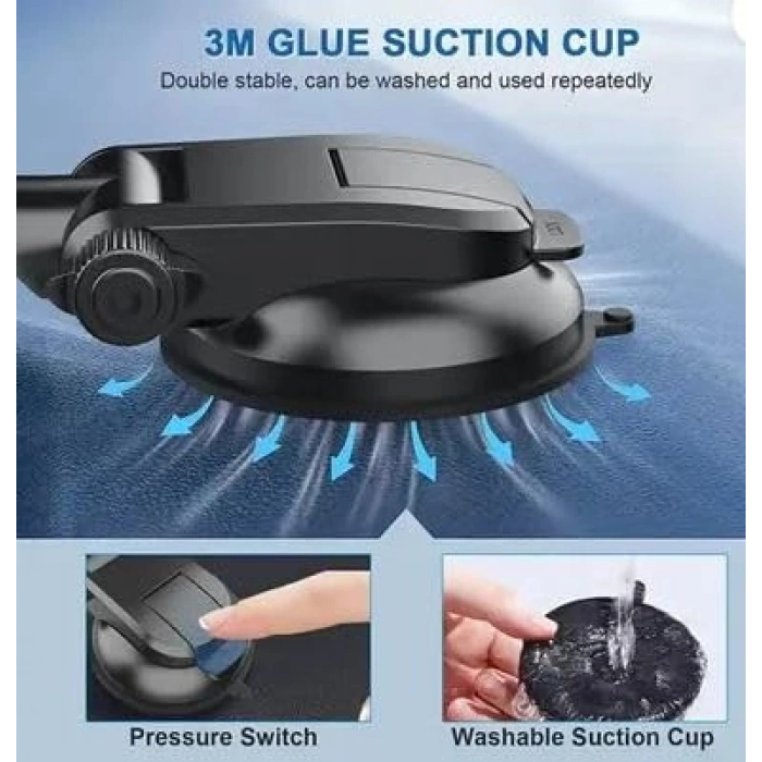 Uzun ve Elastik Yapılı Araç Telefon Tutucu, Vakum ile Pratik